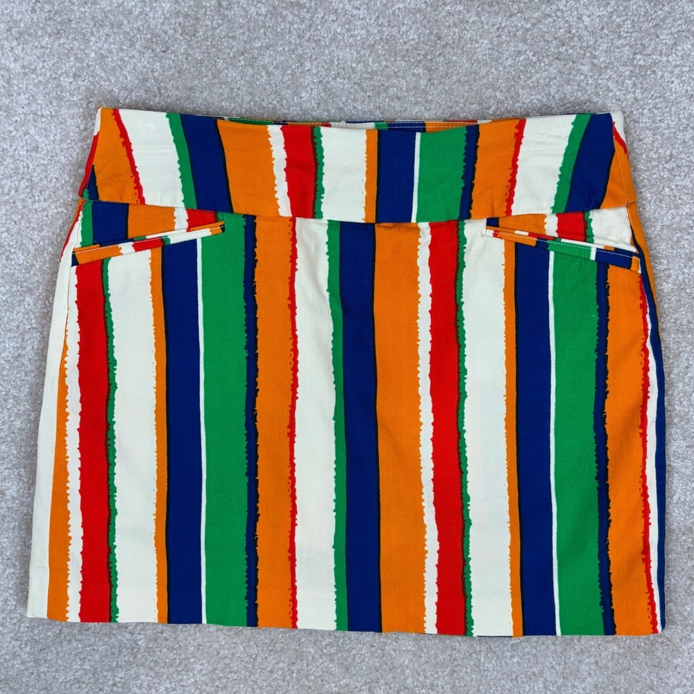 ATTYRE Petite Multi Color Vertical Stripe Mini Skirt 2P Red Blue Green Orange